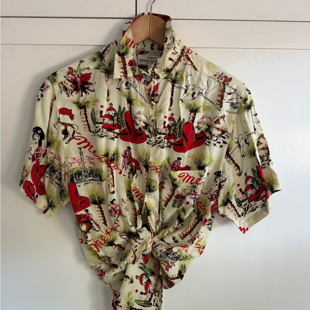 Vintage Guess George’s Marciano Mexico Print unisex Shirt - size 3